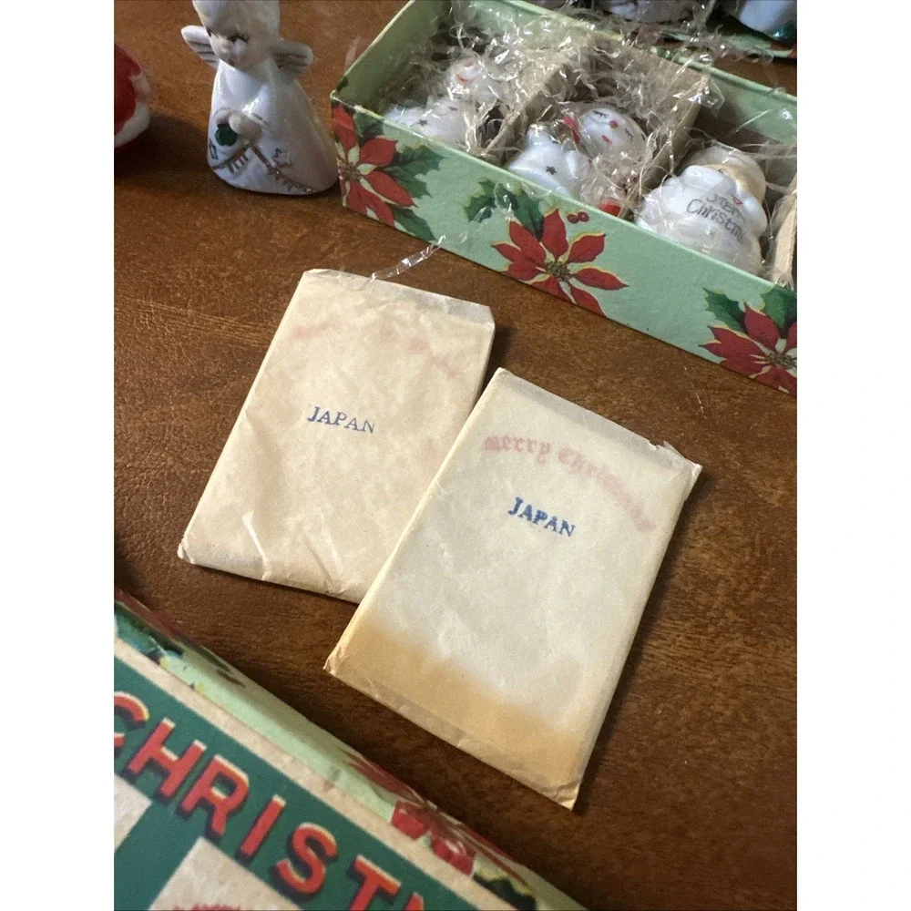 Vintage Set 21 Commodore Japan Ceramic Christmas Card Place Settings + 13cards